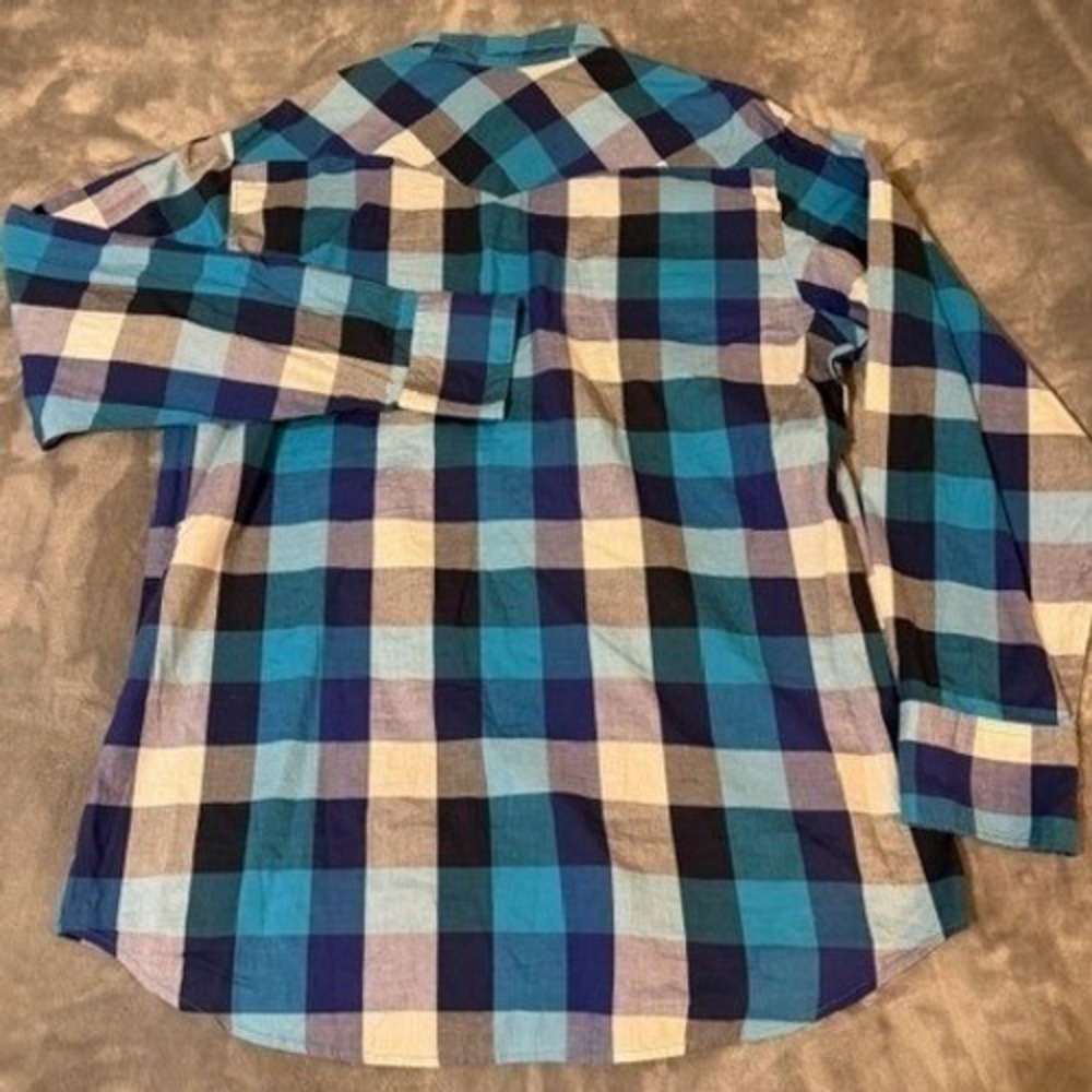 Roper Blue Plaid Pearl Snap Long Sleeve Button Down Western Shirt Mens 2XL EUC‎ - Picture 3 of 10